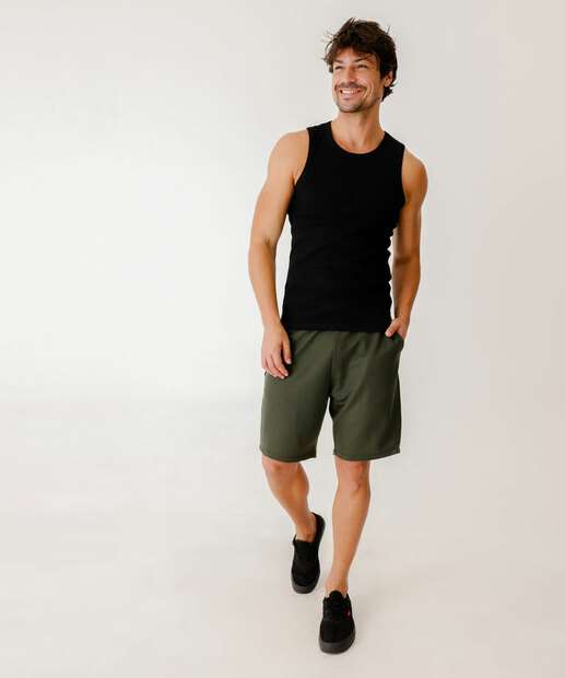 Regata Masculina Básica Canelada Marisa Preto