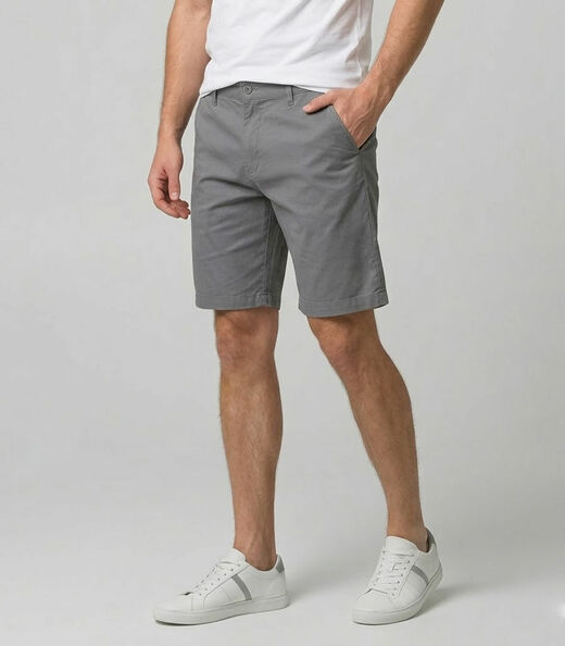 Bermuda Masculina Em Sarja Com Bolsos Sea Surf Cinza