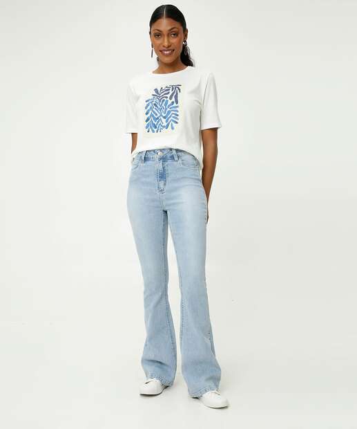 Blusa Feminina Estampa Folhas Manga Curta Marisa