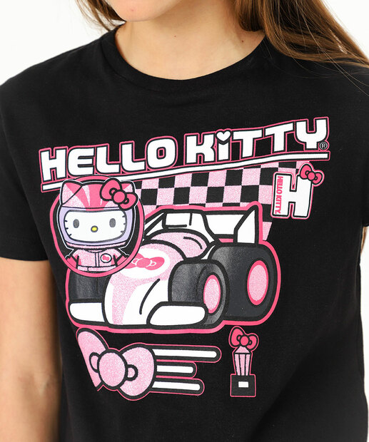 Camiseta Juvenil Hello Kitty Tam 10 a 16 Preto