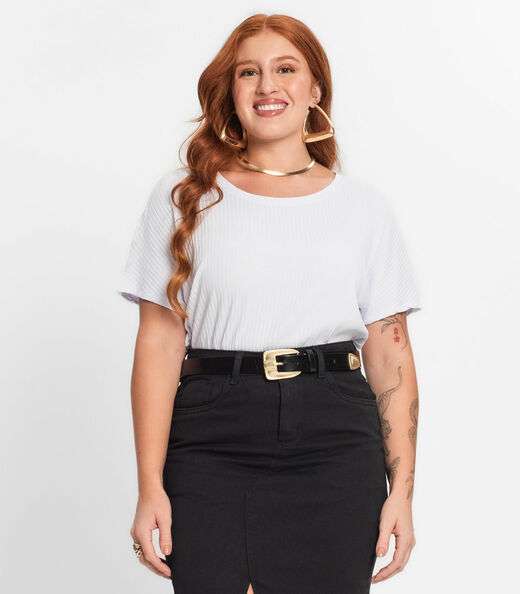 Blusa Feminina Plus Size Secret Glam Branco
