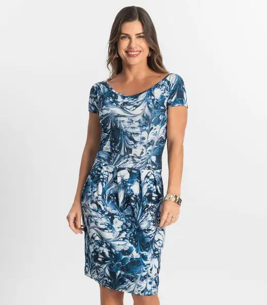 Vestido Feminino Curto Em Liganete Select Azul