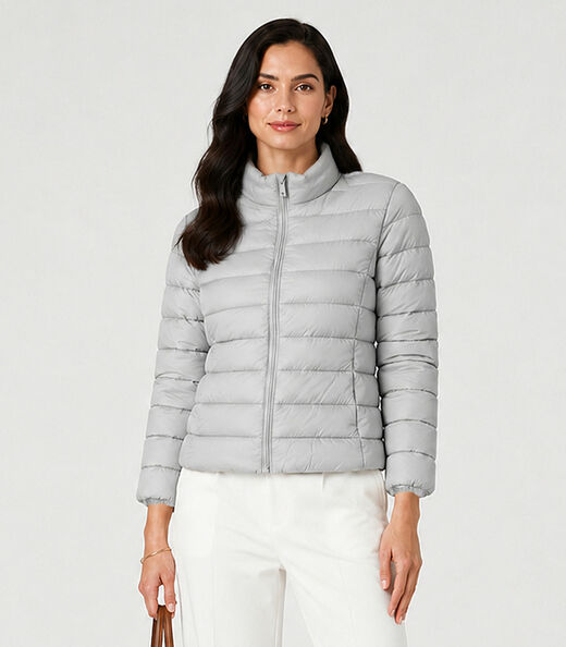 Jaqueta Puffer Feminina Peluciada Sea Surf Cinza