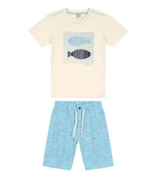 Conjunto Infantil Masculino Peixes Trick Nick Bege
