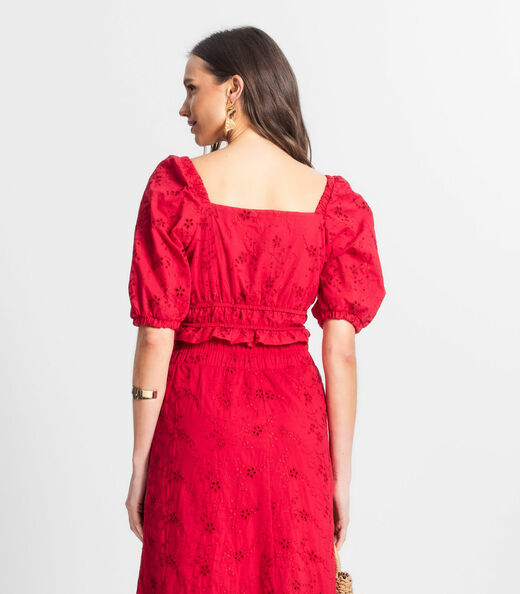 Blusa Cropped Feminina Em Laise Endless Vermelho