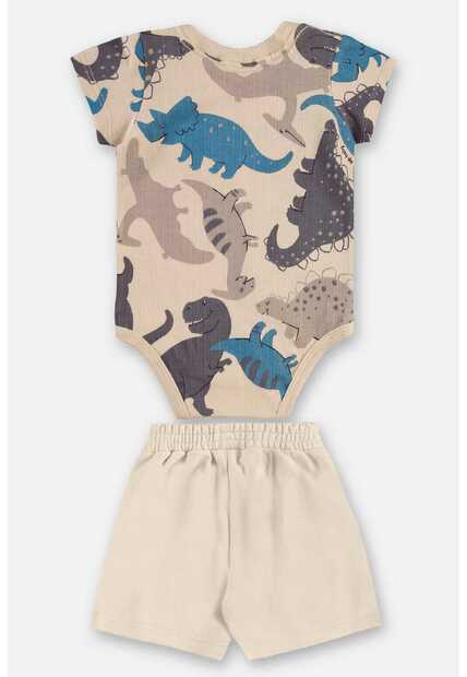 Conjunto Body Dino e Bermuda Bebê Up Baby