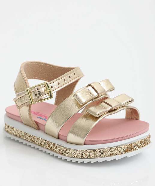 Image_Sandália Infantil Laço Glitter Molekinha Dourado