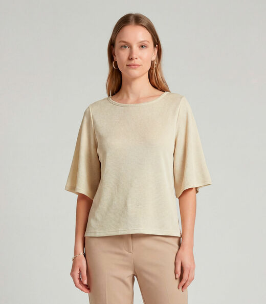 Image_Blusa Feminina Manga Gôde Ampla Infinita Cor Bege