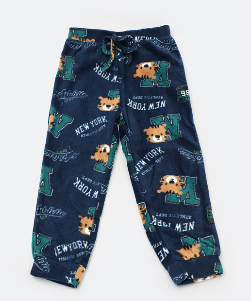 Conjunto Infantil Fleece Tigre MR Tam 1 a 3 Azul