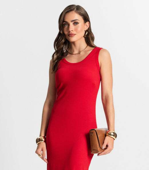 Vestido Midi De Ribana Feminino Endless Vermelho