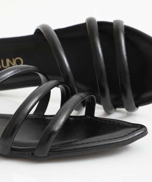 Rasteirinha Feminina Tiras Via Uno Preto