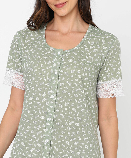 Camisola Recorte Renda Flores Marisa Verde