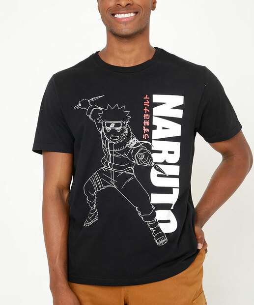 Camiseta Masculina Estampa Frontal Manga Curta Naruto