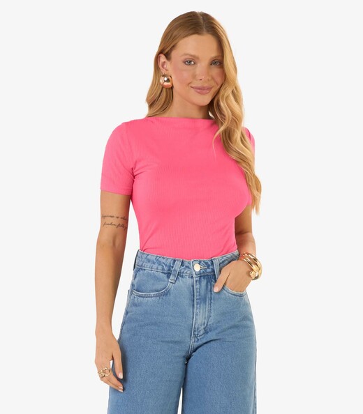 Image_Blusa Feminina Decote Canoa Básica Ribana Rovitex Rosa