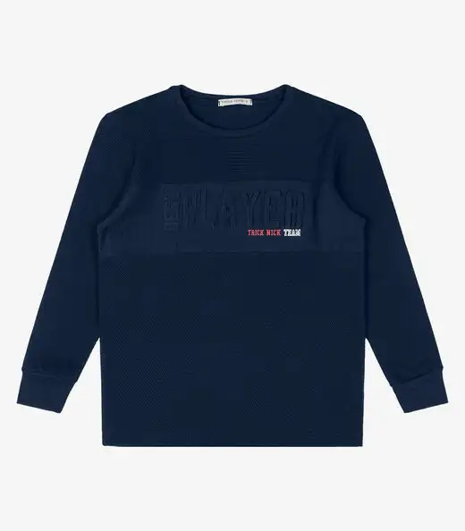 Camiseta Infantil Manga Longa Trick Nick Azul
