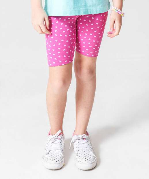 Bermuda Infantil Ciclista Corações Marisa Tam 4 a 10 Rosa