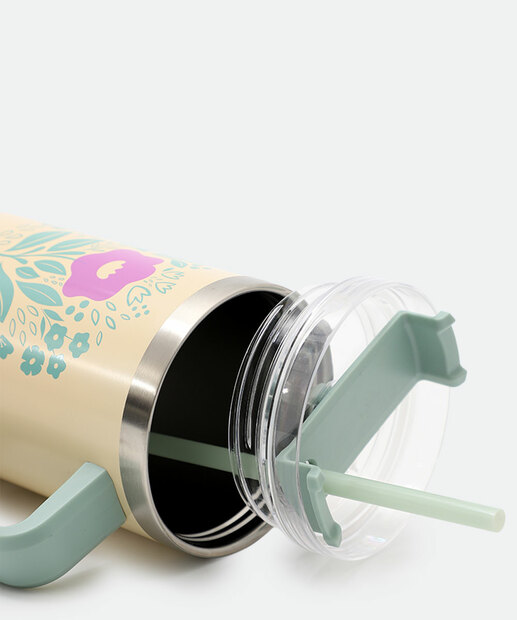 Copo Squeeze Térmico Floral Marisa 1100ML Rosa