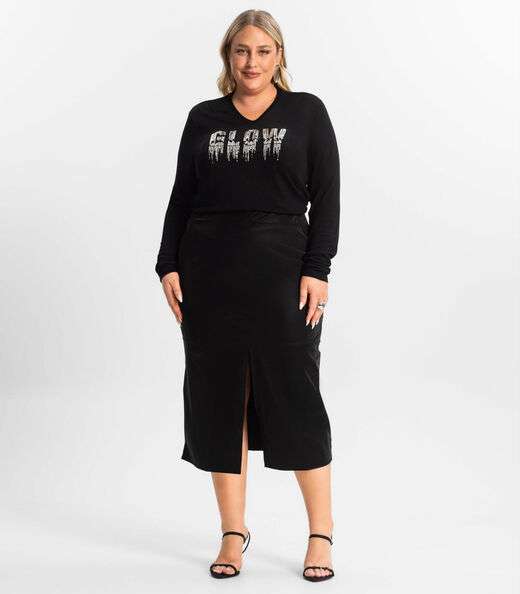 Image_Saia Midi Plus Size Com Fenda Secret Glam Preto