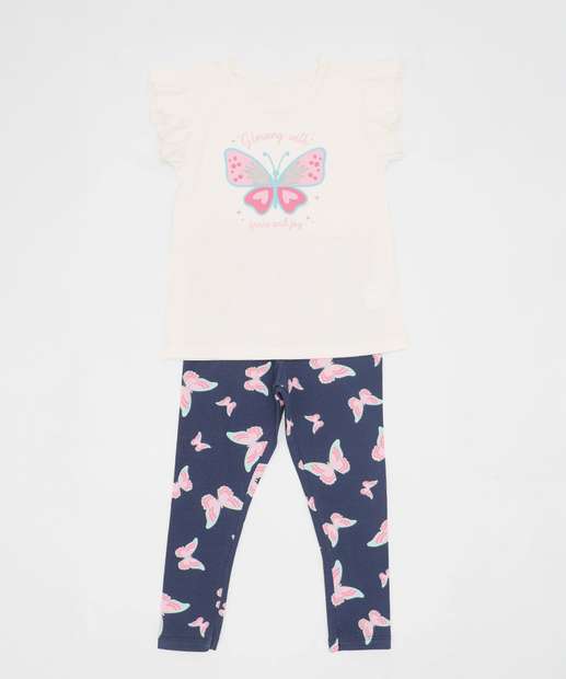 Conjunto Infantil Babado Borboletas Marisa Tam 4 a 10