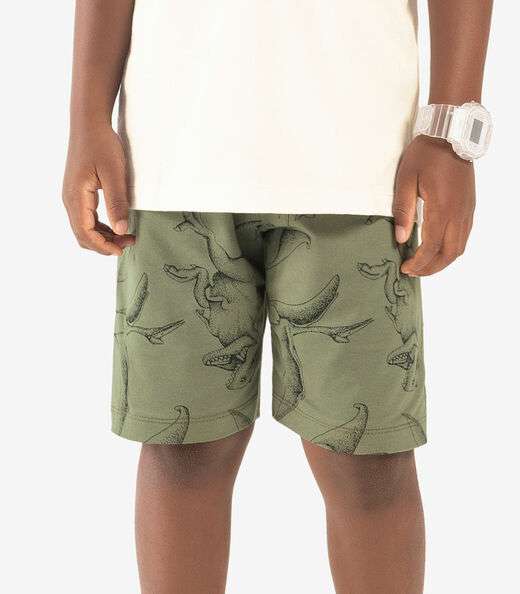 Conjunto Infantil Camiseta Com Bermuda Rovi kids Bege