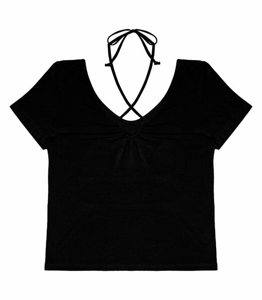 Blusa Feminina Com Amarração No Pescoço Rovitex Preto