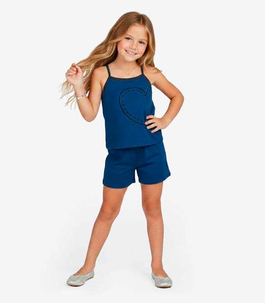 Conjunto Infantil Blusa e Shorts Menina Select Azul
