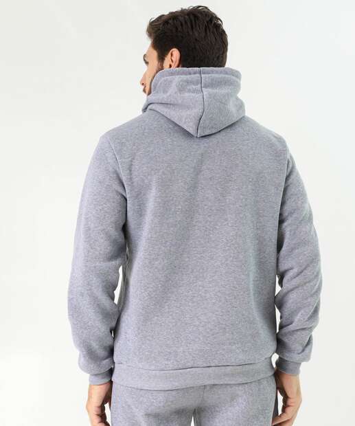 Blusão Masculino Fitness Moletom Canguru Capuz MR Cinza