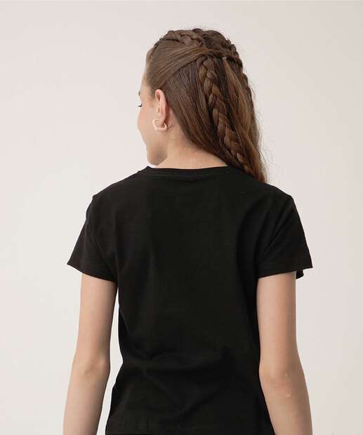 Camiseta Juvenil Stitch Disney Tam 06 a 14 Preta