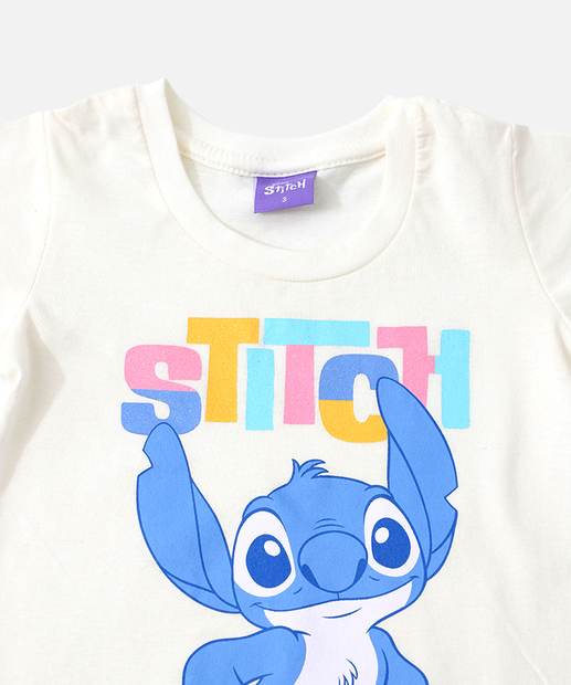 Blusa Infantil Stitch Disney Tam 1 a 3 Off White