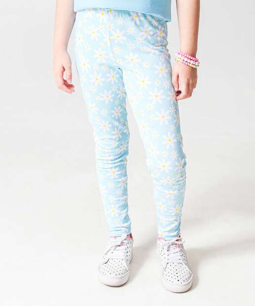 Calça Infantil Legging Flores Marisa Tam 4 a 10 Azul
