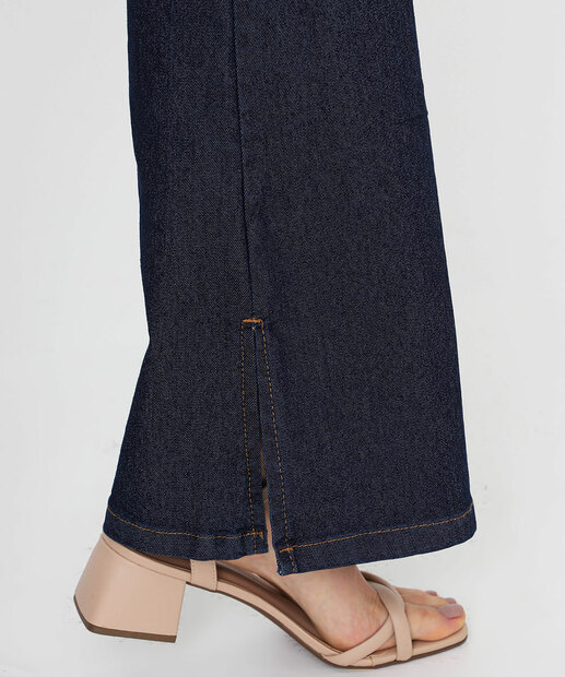 Calça Jeans Flare Fenda Feminina Azul