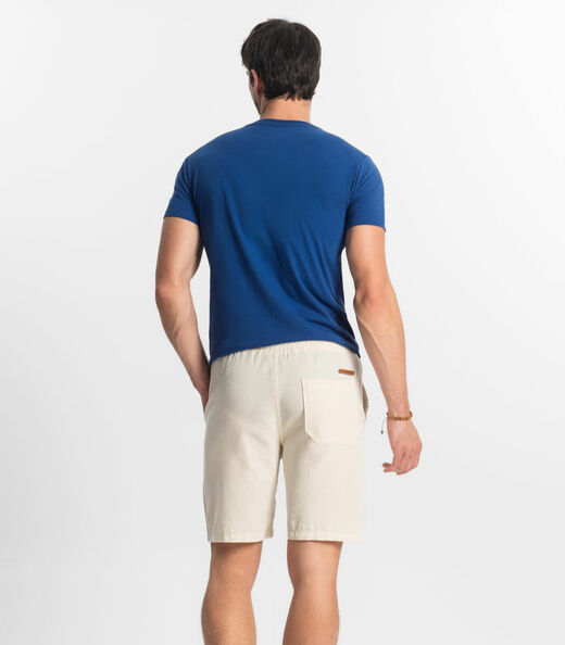 Bermuda Masculina Sarja Elástico E Bolsos Shift Bege