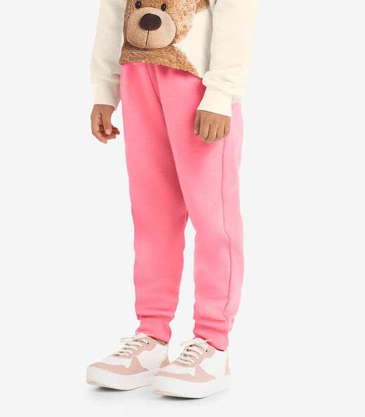 Calça Infantil Em Moletom Rovi Kids Rosa