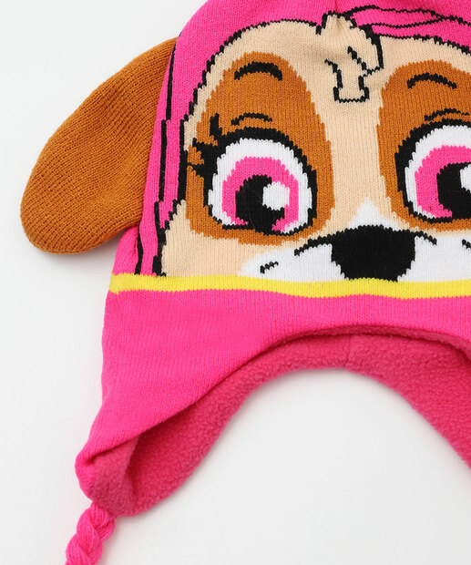 Kit Infantil Touca e Luva Bordado Patrulha Canina Tam 4 a 8 Rosa