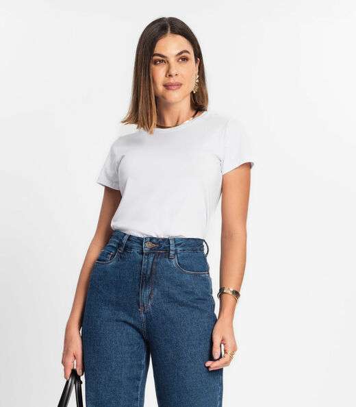 Blusa Feminina Cotton Leve Básica Rovitex Branco