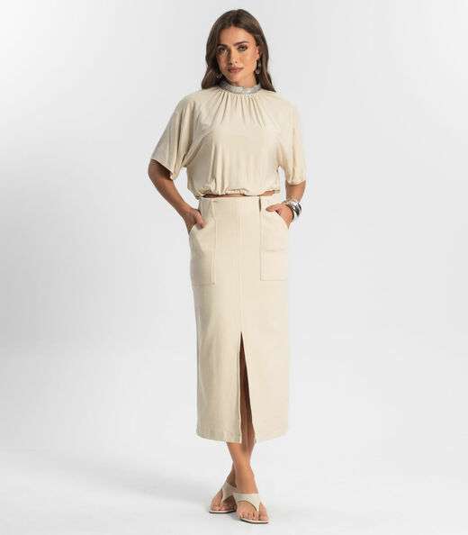 Image_Saia Midi Com Bolso Endless Bege