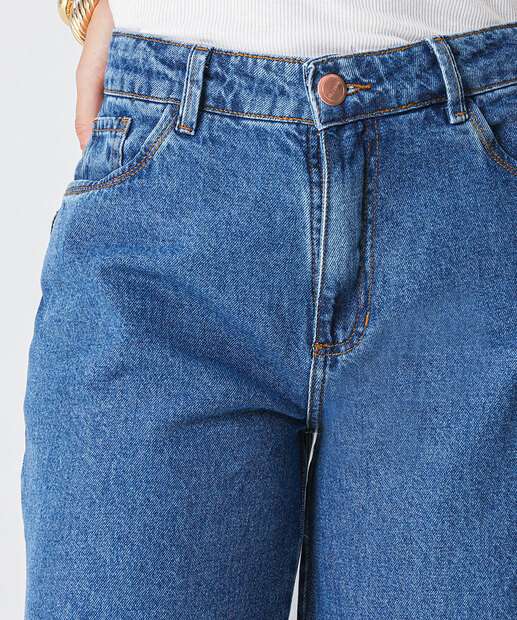 Calça Jeans Wide Leg Feminina Marisa Azul