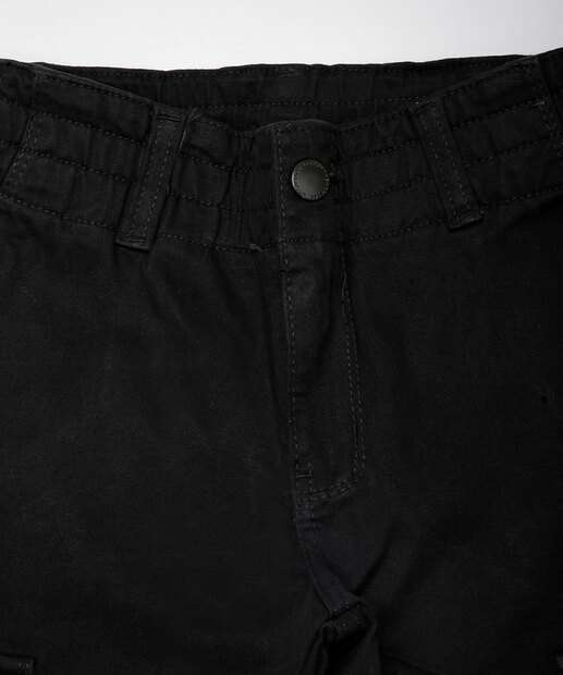 Calça Juvenil Sarja Cargo Bolsos Tam 10 a 16