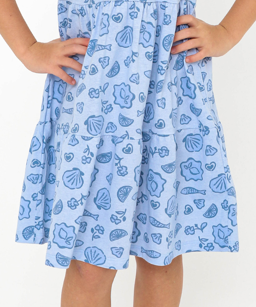 Vestido Infantil Três Marias Estampado Marisa Tam 4 a 10 Azul