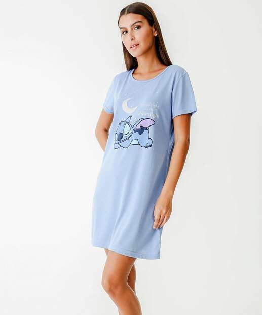 Image_Camisola Estampa Stitch Manga Curta Disney Azul