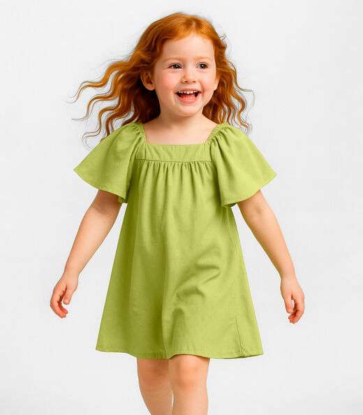 Image_Vestido Infantil em Viscose Infinita Cor Amarelo
