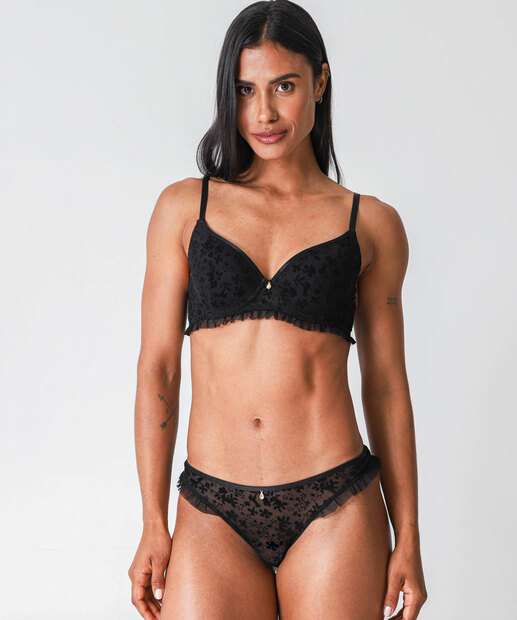Sutiã Com Base E Com Bojo Estampado Marisa Preto