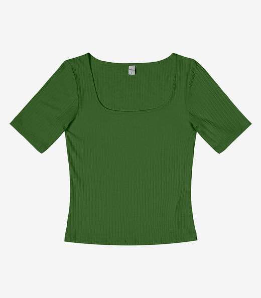 Blusa em Ribana Canelada Rovitex Verde