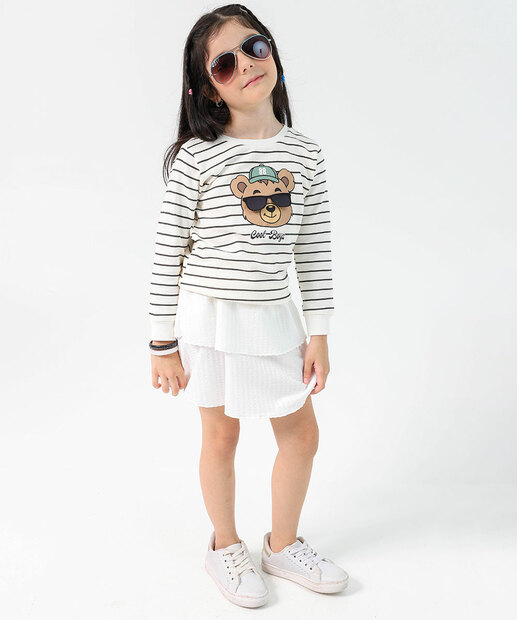 Blusa Infantil Moletom Tam 4 a 10 Off White