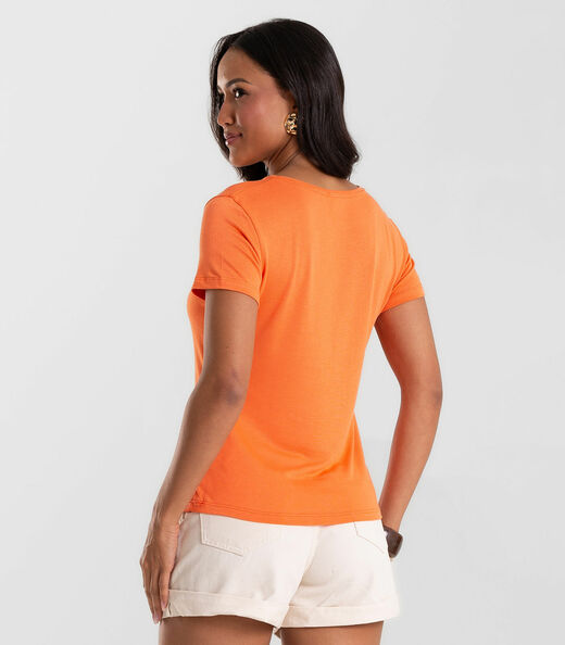 Blusa Feminina Básica Visco Tricot Rovitex Laranja