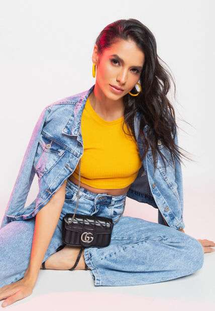 Calça Wide Leg Jeans Marmorizado Jeans Claro Salvatore Fashion