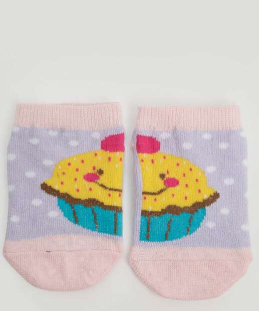 Image_Meia Infantil Bebê Antiderrapante Estampa Cupcake