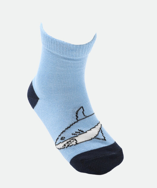 Kit 3 Meias Infantil Estampa Tubarão Marisa Verde