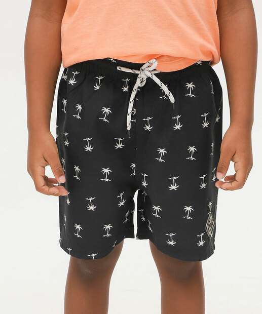 Bermuda Infantil Coqueiros Amarração MR Tam 4 a 10 Preto