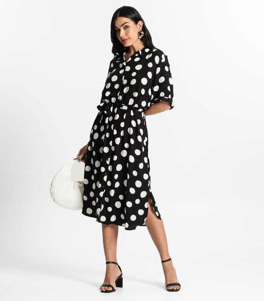 Vestido Chemise Feminino Viscose Select Preto